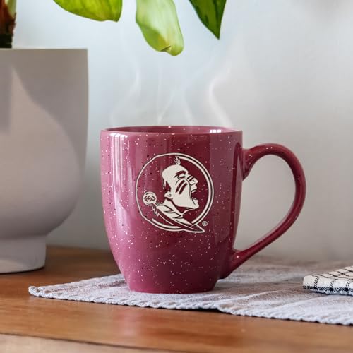 Image of Rico Industries NCAA Florida State Seminoles Maroon Personalized 16 oz Team Color Laser Engraved Speckled Ceramic Coffee Mug