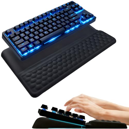 Ergonomic Keyboard Wrist Rest with Stand, 2-in-1 Keyboard Riser Holder Pad and Soft Memory Foam Wrist Support Keyboard, Computer Keyboard Stand with Wrist Rest for Office, Home