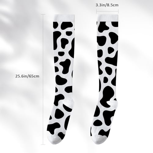 Thigh Knee High Cow Goat Print Socks for Women Compression Black and White Non Slip Long Boot Stocking Thick Warm Girls Fashion Animal Series Stocking Over2