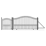 ALEKO 16-Foot Paris Sliding Driveway Gate with Pedestrian Access, Galvanized Steel Heavy-Duty Security Barrier Fence Set - DG16PARSSLPED
