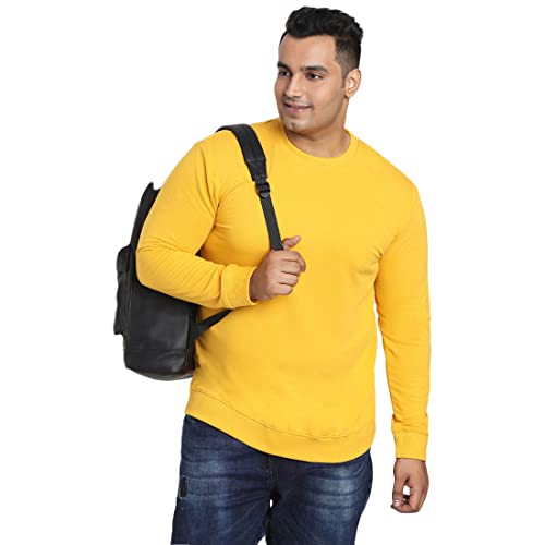 Image of Bewakoof Men's Solid Regular Fit Full Sleeve Round Neck Fleece Plus Size Sweatshirt