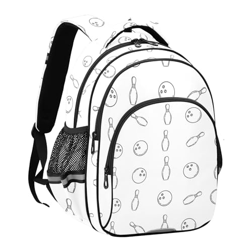 Emelivor White Bowling Ball Kids Backpack School Cute Bookbag Toddler Backpacks Daypacks Bag for Boys,S2