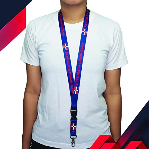 Eastex Dominican Republic Flag Lanyard Keychain - Id Lanyard For Keys Badge Fob - Dominicana Republica Id Holder Keychain For Men Women - Llaveros Para Llaves (Blue/Red Lanyard) #TOP4