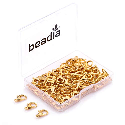 BEADIA Alloy Lobster Clasps 12x6mm Gold Plated Lobster Claw Clasps for DIY Jewelry Making 150pcs