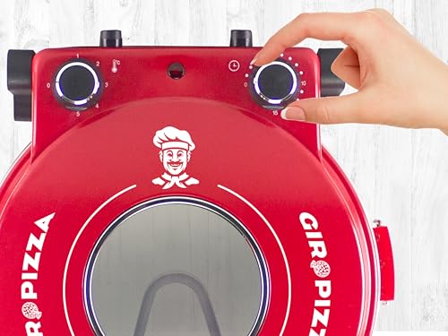 BEPER P101CUD301 Elektrischer Pizzaofen, 1200W, Temperatur 400°C, 31 cm Backplatte, Pizzaofen mit herausnehmbarer feuerfester Platte, Bullauge, Edelstahlschaufeln, Rot