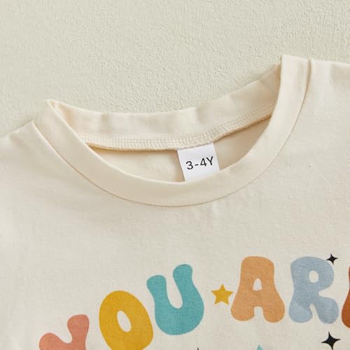 Image of Back to School Outfits for Girls Boys Toddler Letter Print First Day of School Shirt for Preschool Kindergarten
