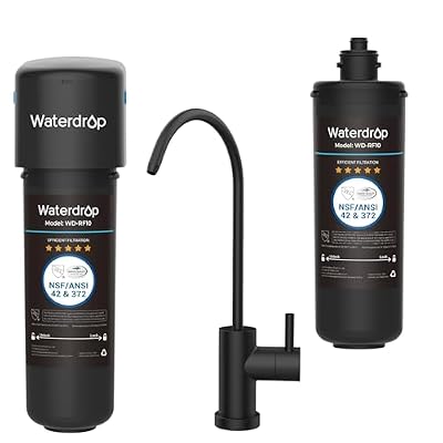 Waterdrop 10UB-B Under Sink Water Filter and Waterdrop RF10 Replacement Filter Cartridge for 10UA/10UB Under Sink Water Filter, Reduces PFAS, PFOA/PFOS, Lead, Chlorine, Bad Taste & Odor, NSF/ANSI 42