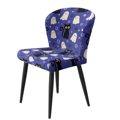 Image of Black Cat Washable Bar Seat Covers for Anti-Scratches Spills Chair Cover with Barstool Covers Slipcovers with Back, 2 Pack