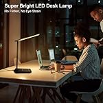 LED Desk Lamp for Office Home, Bright Desk Light with USB Charging Port, Adjustable Dimmable Desk Lamps 5 Modes 5 Brightness, Touch Study Lamp for Nail, Craft, Puzzle, Sewing, Study, Black - Image 2