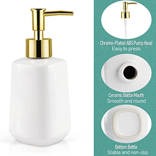 Image of 14OZ Dish Soap Dispenser, Hand Soap Dispenser Ceramic Bottle (Bright White) | Pump Dispenser Bottle, Refillable Liquid, Dish Soap, Hand Soap, Essential Oil & Lotion, Great for Kitchen & Bathroom