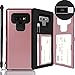 Galaxy Note 9 Case, SKINU [Note 9 Wallet Strap] Note 9 Charger Dual Layer Hidden Credit Holder Card Case with Wrist Strap Inner USB Type C Adapter and Mirror for Galaxy Note 9 (2018) - Rose Gold