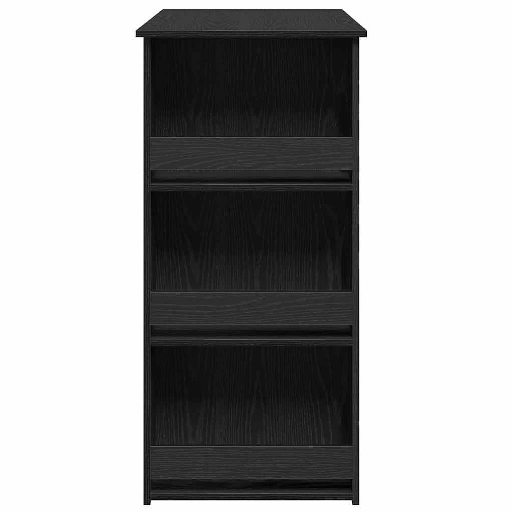 Bartisch Mit Regal Schwarz Eichenoptik 102x50x103,5 cm | 3 Ablagen, Holzwerkstoff, Pflegeleicht, Feuchtes Tuch Reinigung, Wandhalterung