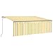 vidaXL Gelenkarmmarkise Einziehbar mit Jalousie LED Markise Sonnenmarkise Balkonmarkise Sonnenschutz Sichtschutz Garten Terrasse Balkon 4x3m Gelb Weiß