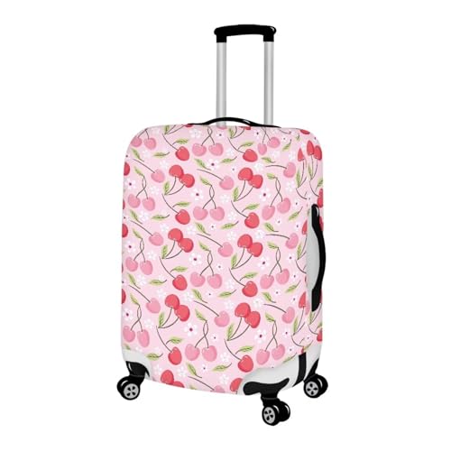 Uasibuni Cute Cherry Pattern Luggage Cover for Women & Girls Travel Luggage Protector Suitcase Cover Pink2