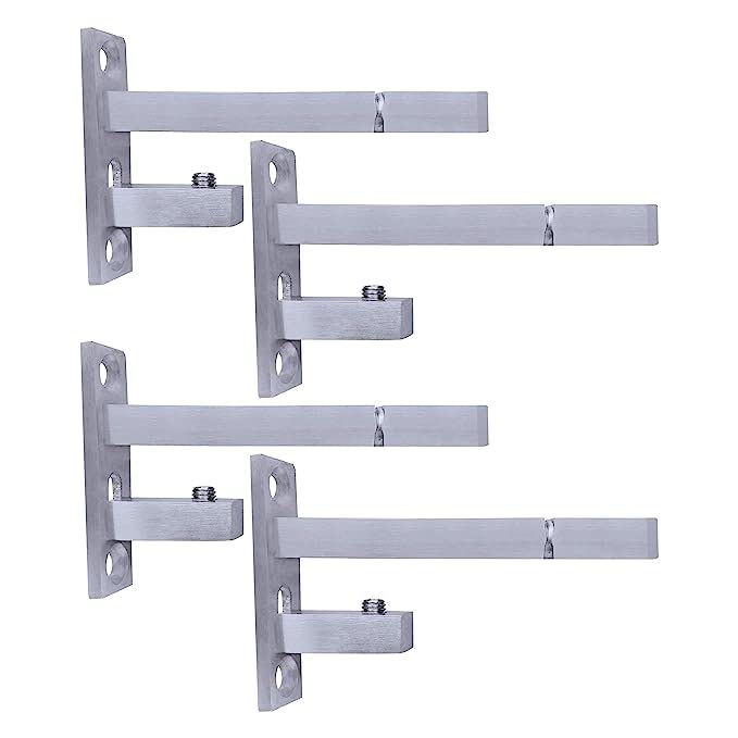 BR Hardware Adjustable Stainless Steel F Type Glass Shelf Bracket Square for 6mm/ 8mm/ 10mm