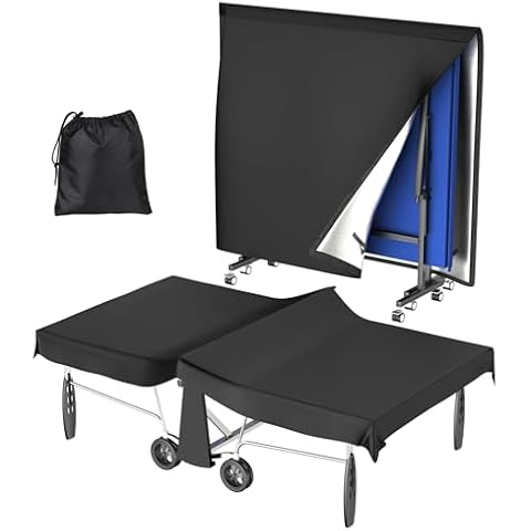 Ping Pong Table Cover 600D, Outdoor & Indoor Waterproof Ping Pong Table Cover for Universal 9x5 FT Tables, Heavy duty Protective Dust and Sunproof Cover Cover