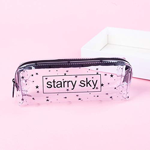 VAILANG Kawaii Starry Sky Heart Estuche de lápices Estuche de lápices Transparente Lindo Estuche de lápices de papelería Escolar 1#