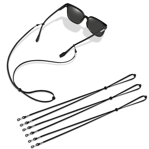 Wanme Cordon Lunettes, 3 Pièces Cordon Lunettes Femme, Lunettes Chaîne Lanière, Attache Lunette, Cordons à Lunettes, pour Femmes Hommes (Noir/Noir/Noir)