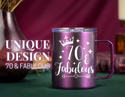 Onebttl 70Th Birthday Gifts For Women, 70 & Fabulous, 70Th Birthday Decorations Present For Women, 70Th Bday Gifts, 12 Oz Insulated Stainless Steel Mug #TOP1