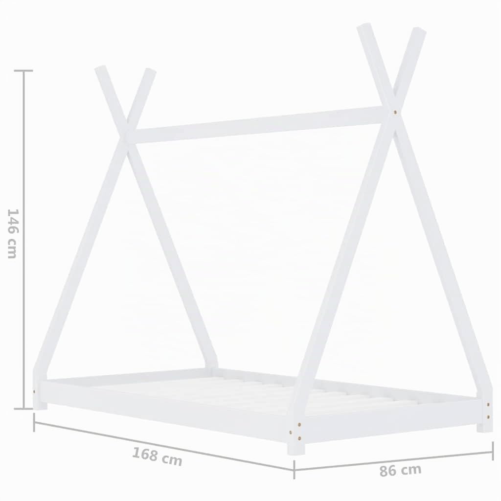 vidaXL Estructura de Cama Infantil Mueble para Habitación Dormir Cuarto de Niños Blanco 80x160 cm Madera Maciza de Pino
