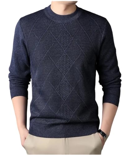 Mens Winter Fleece Thicken Sweater Business Casual Loose Warm Knit Pullover