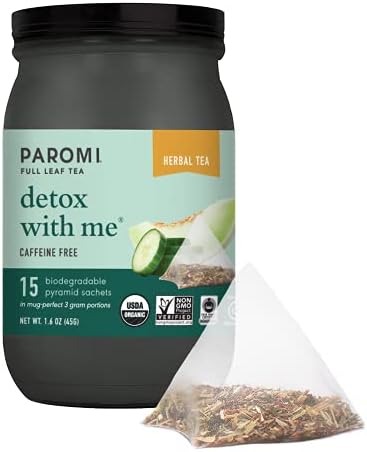 Paromi Detox With Me Rooibos Organic Tea Organic Herbal Tea, Signature Jar, 15 Count
