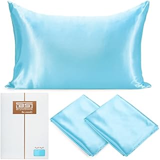 BRYTESTOCK Pillow cases 2 pack- Black Satin cushion covers for Hair and Skin Standard Size with envelope closer 50 x 75 cm