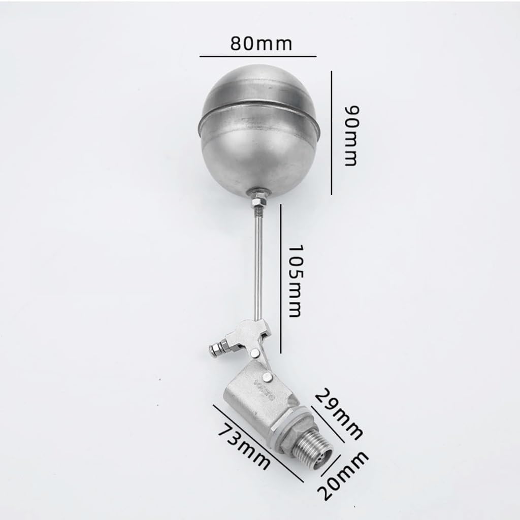 Water Float Valve, Stainless Steel Float Ball Valve 1/2 Inch DN15 For Water Tanks