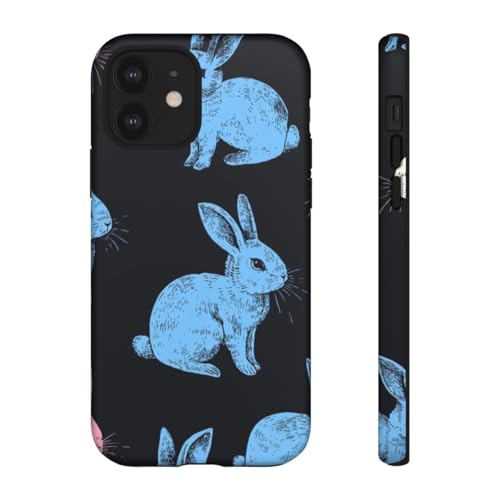 Coque iPhone 12 rigide mate antichoc motif lapin coloré noir