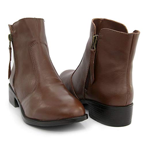 Bota Cano Curto em Couro Arietto Cor:Marrom;Tamanho:36