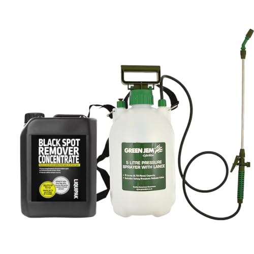 Liquipak Black Spot Remover 5L - Strong, Concentrated Patio Cleaner & Garden Pressure Sprayer 5L- Pump Action Sprayer, Adjustable Strap, Adjustable Nozzle, Lockable Trigger