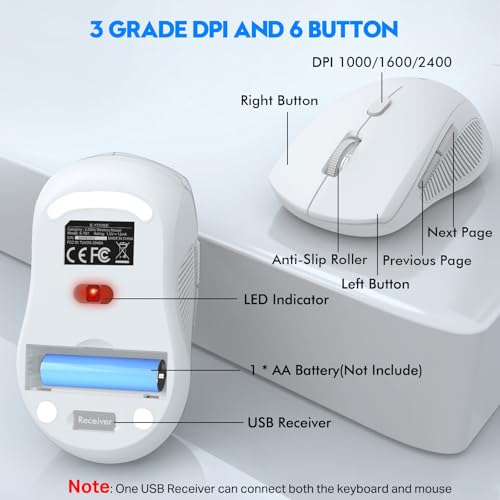 Image of Wireless Keyboard and Mouse Combo, Full Size Ergonomic with Wrist Rest