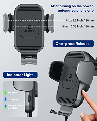 Wireless Car Charger,[Upgraded Suction Power&Aluminum Bracket Arm] Zeehoo 15W Fast Charging Cradle Auto-Clamping Qi Car Mount Phone Holder For Iphone 14 13 12, Samsung Galaxy S21, Etc. #TOP2