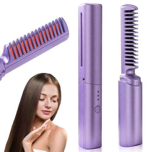 YUWJOOWEE Mini fer à lisser sans fil pour cheveux - Fer à lisser - Fer à lisser - Fer à lisser de voyage - Mini plaque chauffante en céramique - Chauffage rapide - Recharge - Lilas, CE018192-00