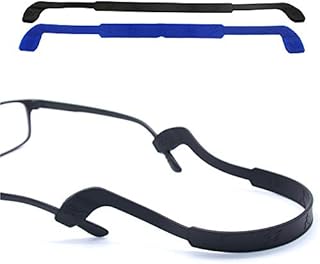 Glasses Strap Anti-Slip Silicone Eyeglass Strap Eyewear Retainers Sports Elastic Soft Sunglass Cord Holder for Men Women 2PCS(Black /Blue)