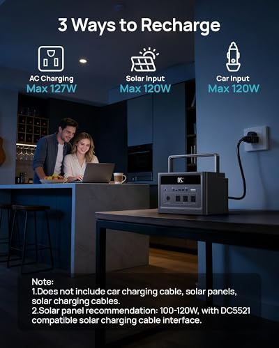 Image of DARAN Portable Power Station 1200W Surge, 576Wh LiFePO4 Battery, 100W USB-C PD Fast Charg, Solar Generator for Home Emergency, Camping, RV Off-Grid Power