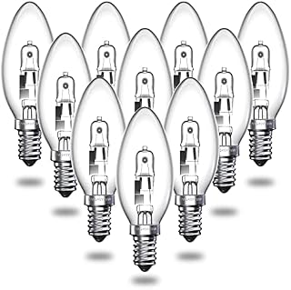 Bonlux E14 28W Halogen Candle Light Bulbs, Small Screw Candle Bulb Dimmable, 10 Pack Screw in Light Bulbs Warm White