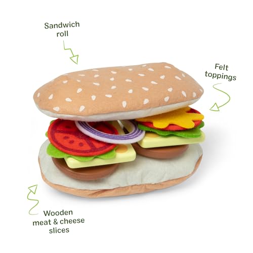 image for Melissa & Doug Slice-Stack-Serve, Wooden Sandwich Counter Pretend Play