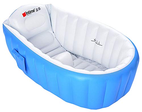 Kintone Baignoire Gonflable Pour Bébé Pliable Bassin Gonflable Enfant Avec Siège Central Anti-Glissante Été (Bleu) Cover