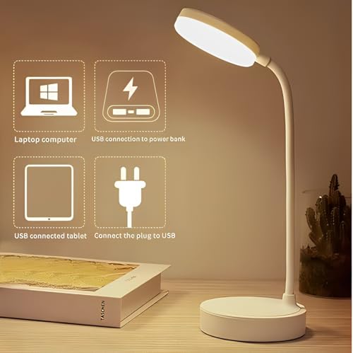 Luminaria de Mesa Led Articulada com 3 Níveis de Luminosidade Bateria Recarregável Ideal para Estudo