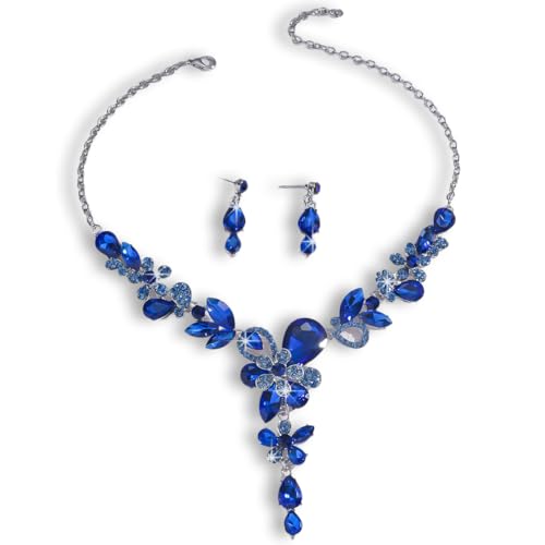 Image of Shining Diva Fashion Stylish Design Fancy Crystal Necklace Jewellery Set for Women | Trendy Celebrity Inspired Jewellery