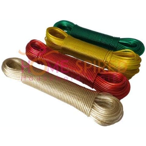 Homespired® 10m 15m 20m 25m and 30m Strong LongLife Steel Core Plastic Cover Washing Clothes Dryer Outdoor Clothes Line Rope - Assorted Colours and Sizes (10M Steel core) Cover