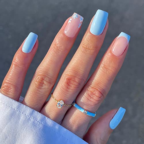 6 Packs (144 Pcs) Press on Nails Short Design, Misssix Fake Nails, Glue on Nails Set with Adhesive Tabs Nail File for Women - Thumbnail 4