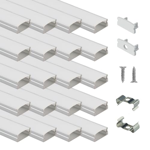 Muzata 20Pack 3.3FT/1M LED Channel Aluminum U Shape Silver LED Strip Diffuser Channel with Milky White Cover Easy Installation U1SW WW 1M by Muzata - Used condition - US$39.59