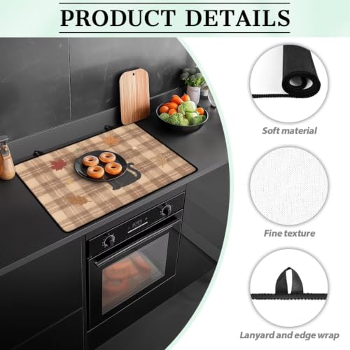 Image of Induction Stove Top Cover Protector Autumn Flat Top Stove Decor Cover Mat Anti-Scratching Stove Top Cover for Electric Cooktop Mat, 29 x 21 Inch, Fall Cat Leaf Print