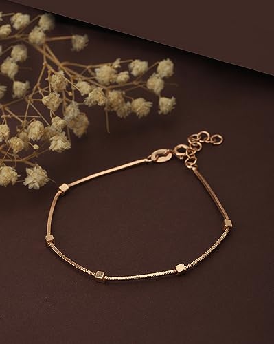 Image of Carlton London Women Rose Gold Plated Brass Charm Bracelet
