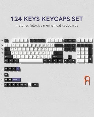 Image of Womier Double Shot PBT Keycaps Set 138 Keys, Cherry Profile Custom Keycaps 60 65 75 100 Percent for 61 /64 /68 /84 /87 /100 /104 /108 Retro Gaming Mechanical Keyboard (Black White2)