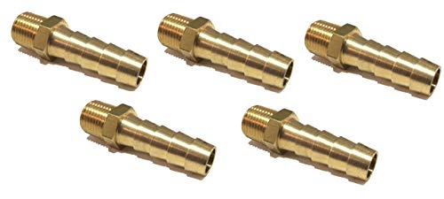 Super Big Clearance! EDGE INDUSTRIAL 5/16" Hose ID to 1/8" Male NPT MNPT Straight Brass Fitting Fuel / AIR / Water / Oil / Gas / WOG (Qty 5)