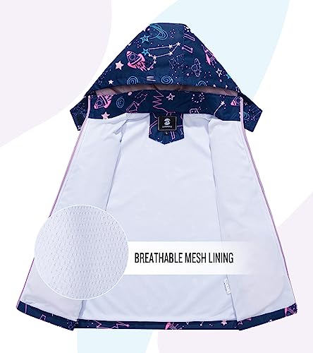 Saphirose Kids Rain Jacket Waterproof Raincoat Mesh Lined Coat With Removable Hood For Boys Girls (Space,10-12 Years) #TOP5