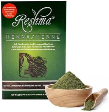 Reshma Beauty 30 Minute Henna Hair Color Infused with Plant-Based Lawsonia Inermis 100% Gray Coverage for Soft, Shiny Hair, Hair Dye—1.05 oz Pack of 1 (Dark Brown)